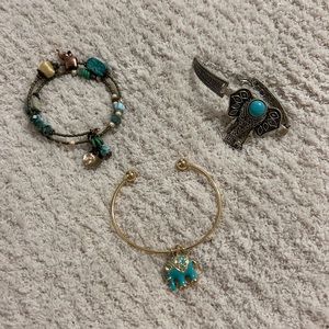Teal elephant bracelet lot